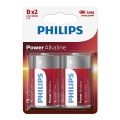 Philips LR20P2B/10 - 2 kpl Alkaliparisto D POWER ALKALINE 1,5V 14500mAh