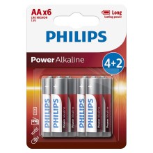 Philips LR6P6BP/10 - 6 kpl Alkaliparisto AA POWER ALKALINE 1,5V 2600mAhV