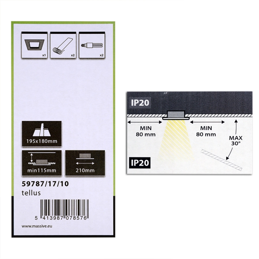 Philips Massive 59787/17/10 - Upotettu valo TELLUS 2xE27/23W/230V