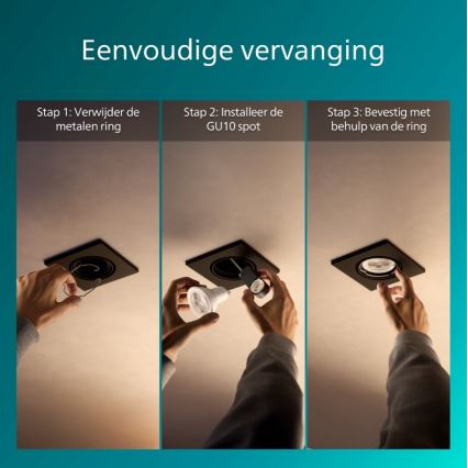 Philips - PERIDOT upotettava alasvalaisin 1xGU10/7W/230V musta