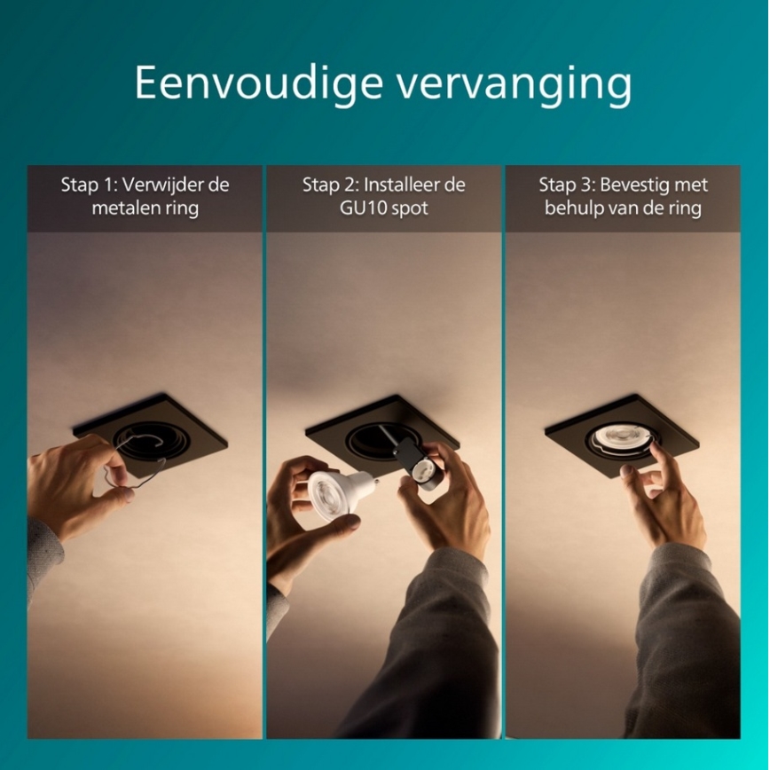 Philips - PERIDOT upotettava alasvalaisin 1xGU10/7W/230V musta