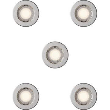 Philips - PERIDOT upotettava kattovalaisin, 5 kpl:n sarja, 1x GU10/7W/230V, hopea