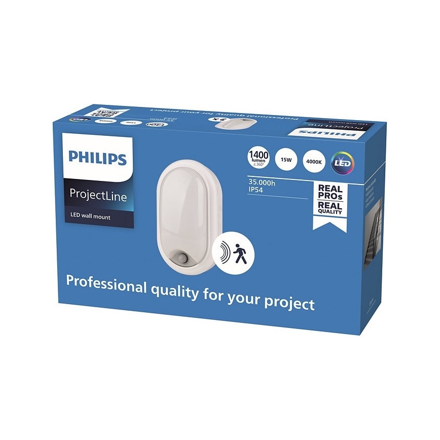Philips - LED-seinävalaisin anturilla PROJECTLINE LED/15W/230V IP54