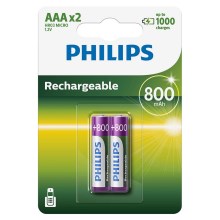 Philips R03B2A80/10 - 2 kpl Uudelleenladattava akku AAA MULTILIFE NiMH/1,2V/800 mAh