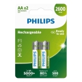Philips R6B2A260/10 - 2 kpl Ladattavat AA-paristot MULTILIFE NiMH/1,2V/2600 mAh