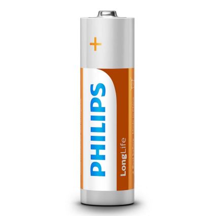 Philips R6L4F/10 - 4 kpl Sinkkikloridi paristo AA LONGLIFE 1,5V 900mAh
