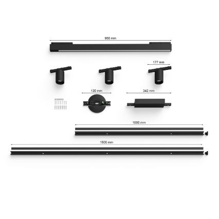 Philips - SET 4x LED RGB Himmennettävä valo kiskojärjestelmään Hue PERIFO LED RGB/44,6W/230V 2000-6500K