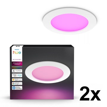 Philips - Setti 2 kpl LED RGBW himmennettävät kylpyhuoneen upotettavat alasvalot Hue SLIM LED/12W/230V 2000-6500K valkoinen IP44