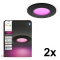 Philips - SETTI 2x LED RGBW himmennettävä kylpyhuoneen upotettava alasvalo Hue SLIM LED/8,3W/230V 2000-6500K musta IP44