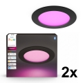 Philips - Setti 2x LED RGBW himmennettävät kylpyhuoneen upotettavat alasvalaisimet Hue SLIM LED/12W/230V 2000-6500K musta IP44