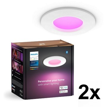 Philips - SETTI 2x LED RGBW Kylpyhuoneen himmennettävät uppovalaisimet Hue SLIM LED/8,3W/230V 2000-6500K valkoinen IP44