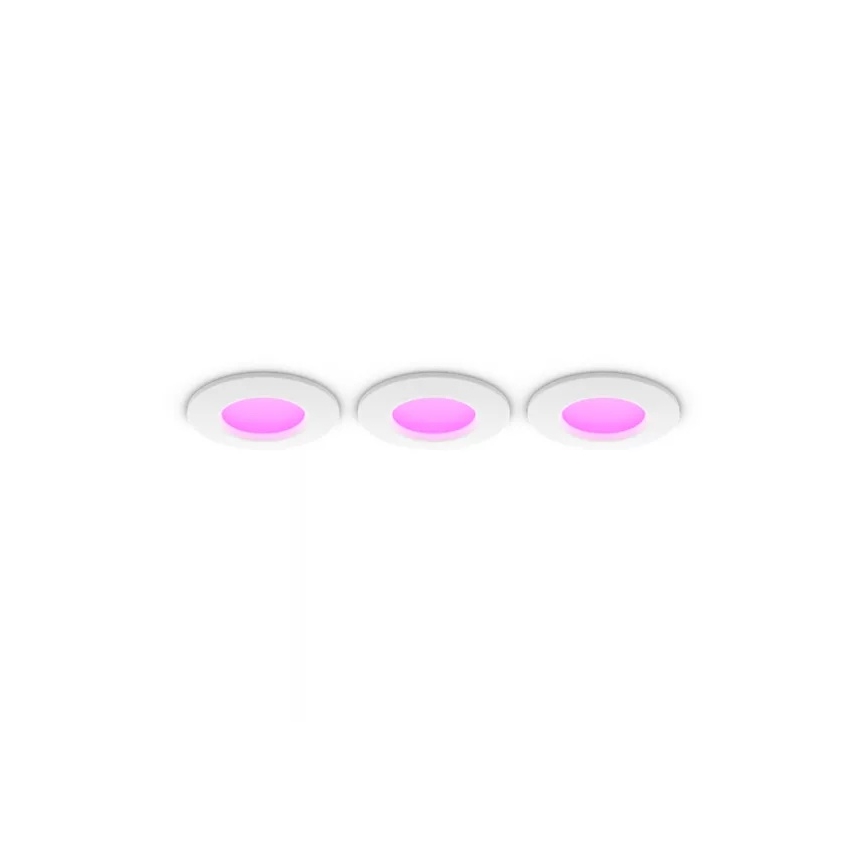 Philips - SETTI 3x LED RGBW Himennettävät kylpyhuoneen upotettavat alasvalot Hue SLIM LED/8,3W/230V 1000-20000K valkoinen P44
