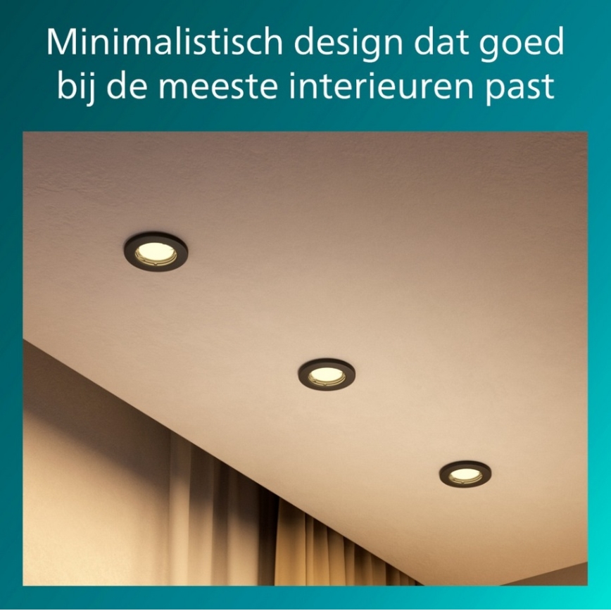 Philips - Setti 3 kpl upotettava alasvalo PERIDOT 1xGU10/7W/230V musta