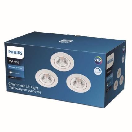 Philips - SETTI 3x Himmennettävä upotettava LED-kattovalaisin LED/5,5W/230V 2700K