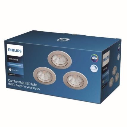 Philips - SETTI 3x Himmennettävä upotettava LED-kattovalaisin LED/5,5W/230V 2700K