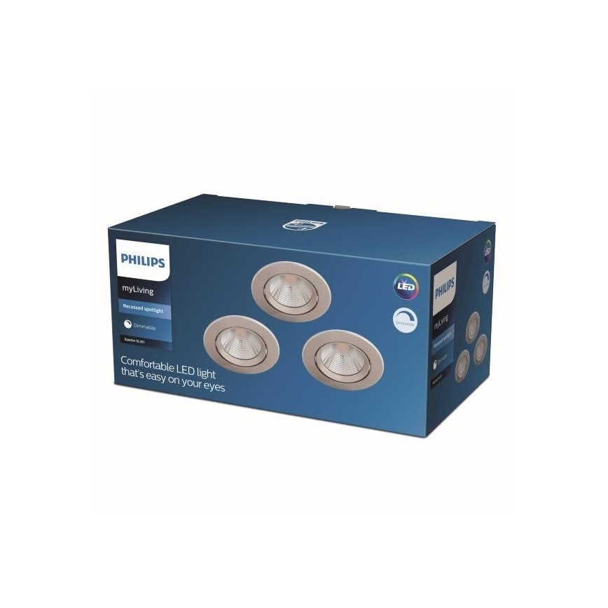 Philips - SETTI 3x Himmennettävä upotettava LED-kattovalaisin LED/5,5W/230V 2700K