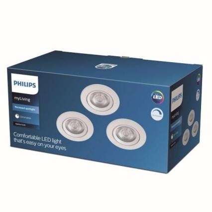 Philips - SETTI 3x Himmennettävä upotettava LED-kattovalaisin LED/5W/230V 2700K