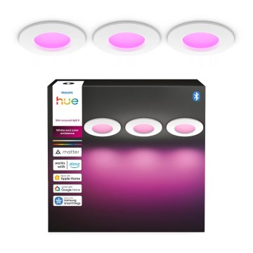 Philips - SETTI 3x LED RGBW Himennettävät kylpyhuoneen upotettavat alasvalot Hue SLIM LED/8,3W/230V 1000-20000K valkoinen P44