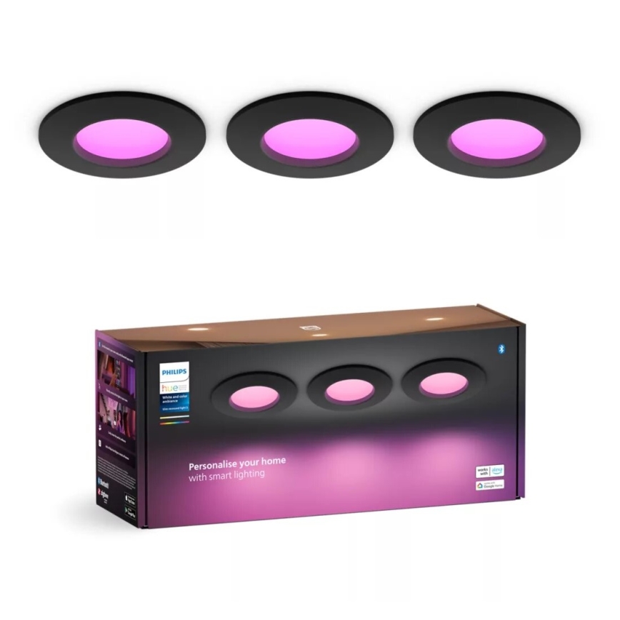 Philips - SETTI 3x LED RGBW Himmennettävä kylpyhuoneen kattovalaisin Hue SLIM LED/8,3W/230V IP44 2000-6500K