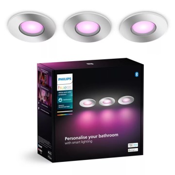 Philips - SETTI 3x LED RGBW Himmennettävä kylpyhuoneen kattovalaisin Hue XAMENTO 1xGU10/4,2W/230V IP44 2000-6500K