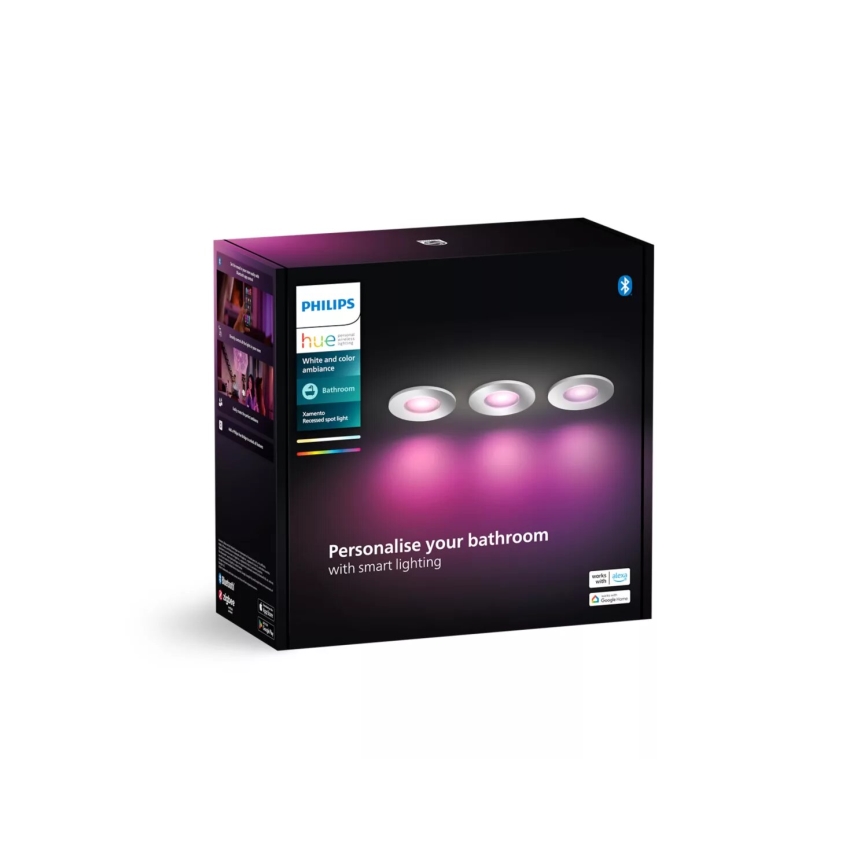 Philips - SETTI 3x LED RGBW Himmennettävä kylpyhuoneen kattovalaisin Hue XAMENTO 1xGU10/4,2W/230V IP44 2000-6500K