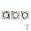 Philips - SETTI 3x LED RGBW himmennettävä upotettava alasvalaisin DONEGAL 3xGU10/4,8W/230V + kaukosäädin