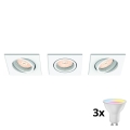 Philips - Setti 3x LED RGBW himmennettävä upotettava alasvalo 1xGU10/4,8W/230V valkoinen + kaukosäädin
