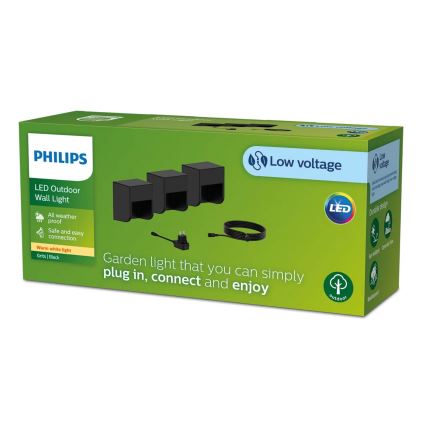 Philips - SETTI 3x LED-ulkoseinävalaisin GRITS LED/1,5W/24/230V IP44
