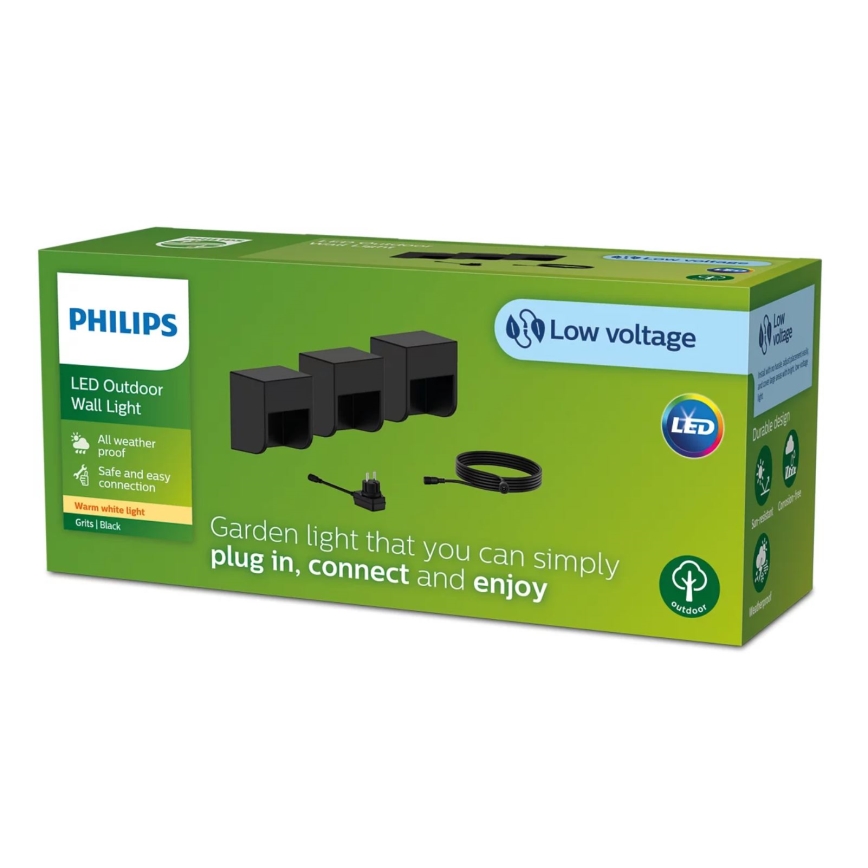 Philips - SETTI 3x LED-ulkoseinävalaisin GRITS LED/1,5W/24/230V IP44