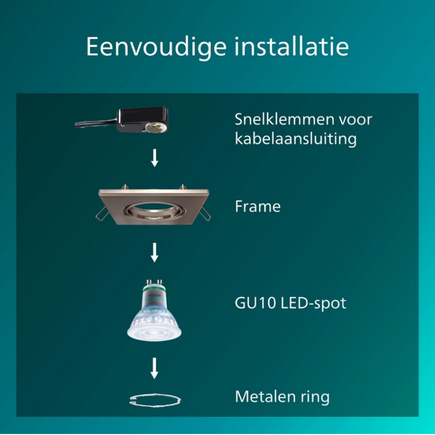 Philips - SETTI 3x uppoasennettava valaisin PERIDOT 1xGU10/7W/230V hopea