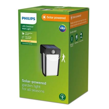 Philips - LED aurinkokäyttöinen seinävalaisin liiketunnistimella SHROUD LED/2,3W/3,7V 600 mAh IP44