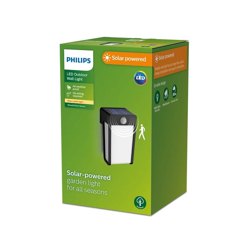 Philips - LED aurinkokäyttöinen seinävalaisin liiketunnistimella SHROUD LED/2,3W/3,7V 600 mAh IP44