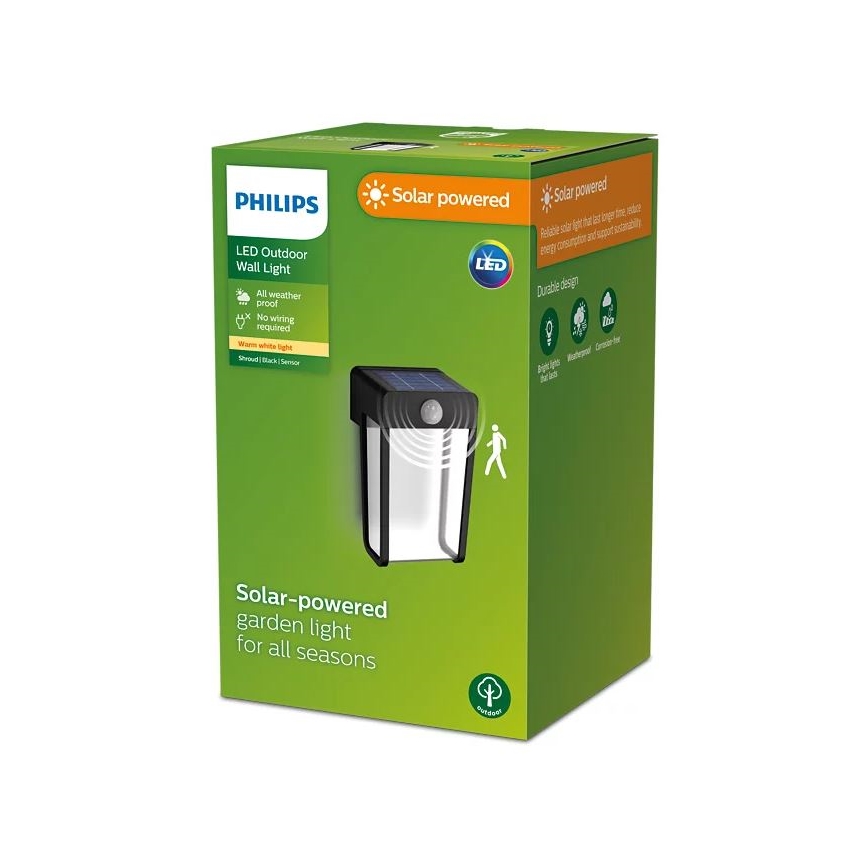 Philips - LED aurinkokäyttöinen seinävalaisin liiketunnistimella SHROUD LED/2,3W/3,7V 600 mAh IP44