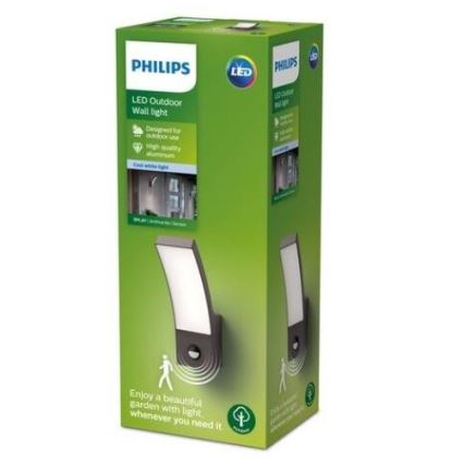 Philips - LED-ulkovalaisin seinälle, liiketunnistimella LED/12W/230V 4000K IP44