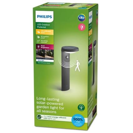 Philips - LED aurinkokäyttöinen lamppu liiketunnistimella ja hämäräkytkimellä LED/1,2W/4V 1800 mAh 3000K IP44