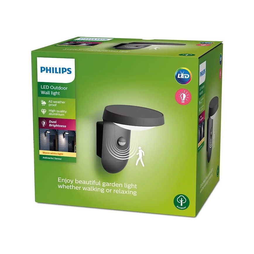 Philips - LED-ulkovaloseinävalaisin sensorilla LED/9W/230V 2700K IP44