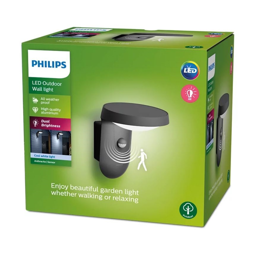 Philips - LED-ulkovaloseinävalaisin sensorilla LED/9W/230V 4000K IP44