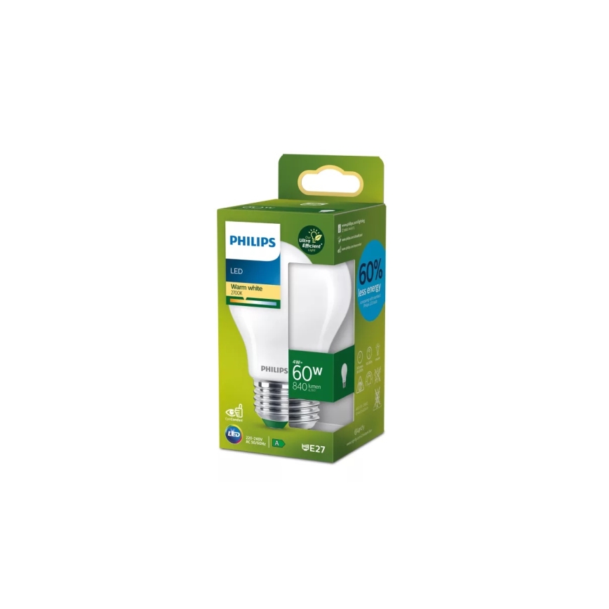 Philips ULTRAEFFICIENT LED-lamppu A60 E27/4W/230V 2700K