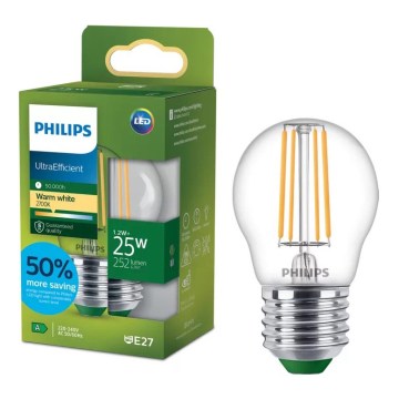 Philips ULTRAEFFICIENT VINTAGE P45 LED-lamppu E27, 1,2 W, 230 V, 2700 K