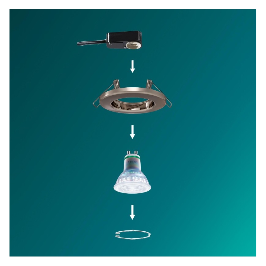 Philips - Upotettava alasvalaisin PERIDOT 1xGU10/7W/230V hopeanvärinen