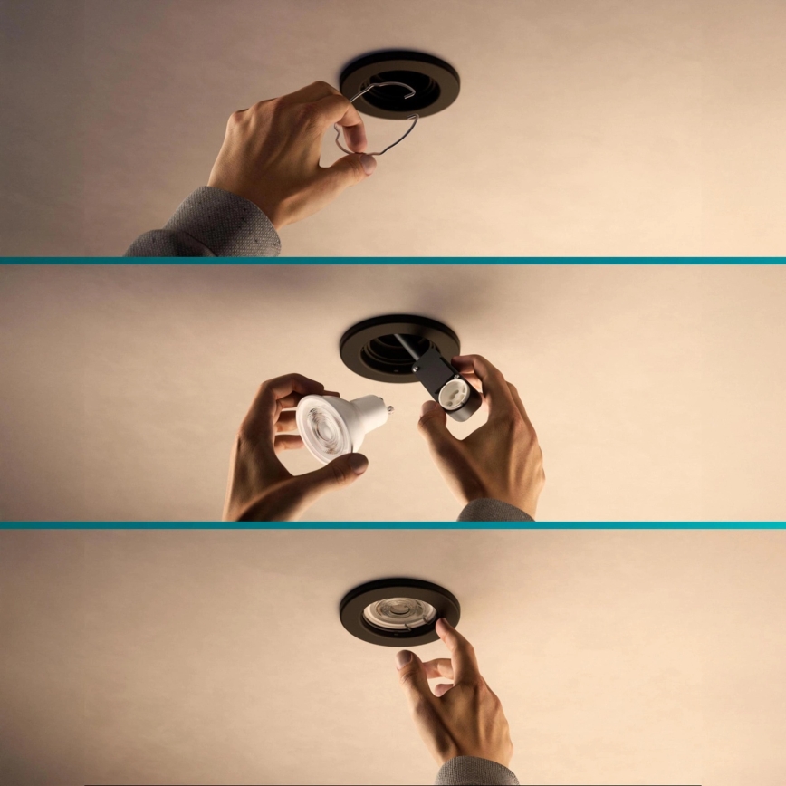 Philips - Upotettava alasvalo PERIDOT 1xGU10/7W/230V musta