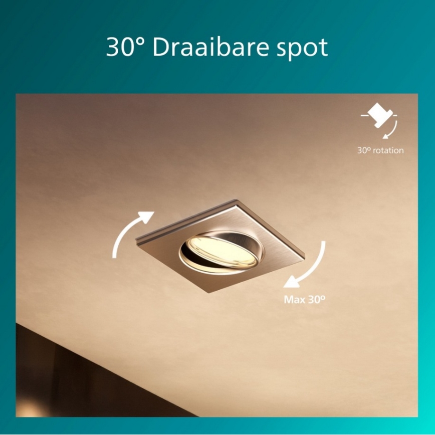 Philips - Upotettava kattovalaisin PERIDOT 1xGU10/7W/230V hopea