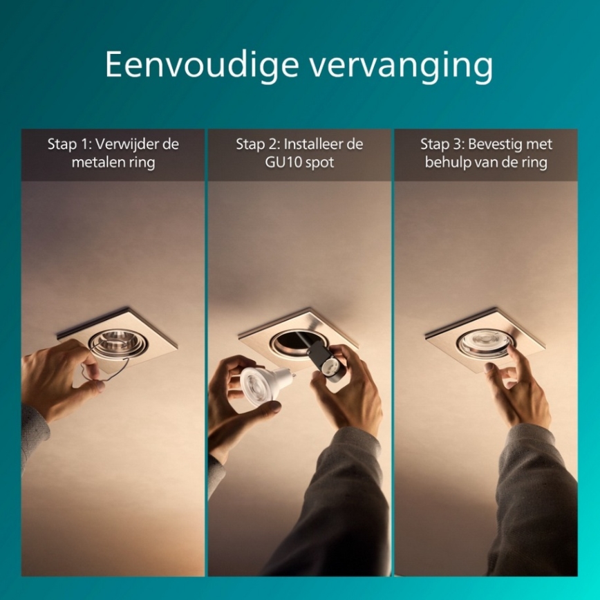 Philips - Upotettava kattovalaisin PERIDOT 1xGU10/7W/230V hopea