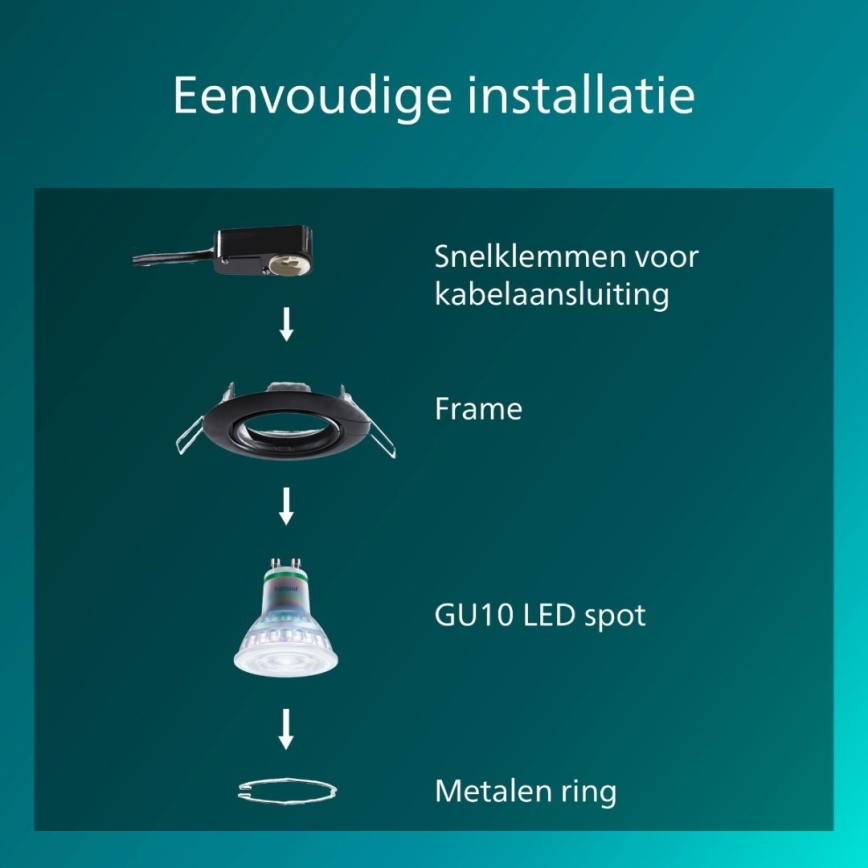 Philips - Uppoasennettava kattovalaisin PERIDOT 1xGU10/7W/230V musta