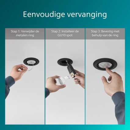 Philips - Uppoasennettava kattovalaisin PERIDOT 1xGU10/7W/230V musta