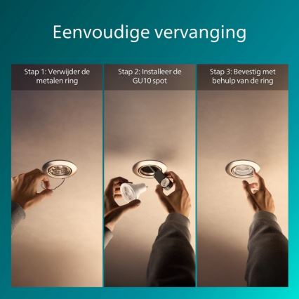 Philips - Uppovalaisin PERIDOT 1xGU10/7W/230V hopeanvärinen