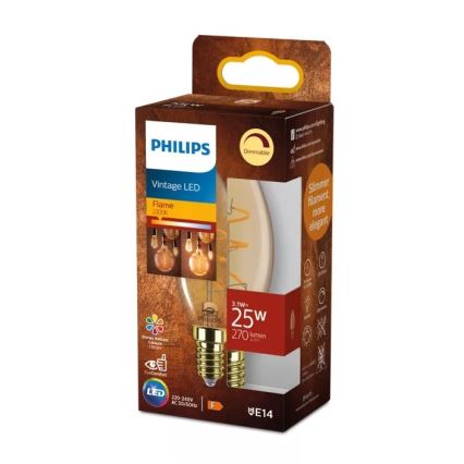 Himmennettävä LED-polttimo VINTAGE Philips B35 E14/3,1W/230V 2200K CRI 90
