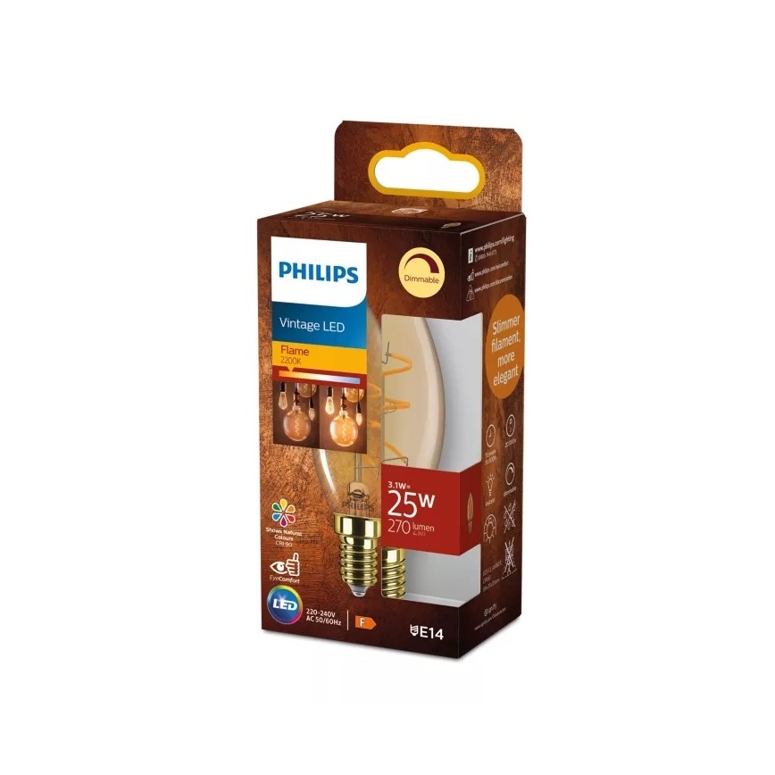 Himmennettävä LED-polttimo VINTAGE Philips B35 E14/3,1W/230V 2200K CRI 90
