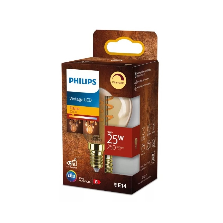Philips VINTAGE LED-lamppu P45 E14/3W/230V 2200K