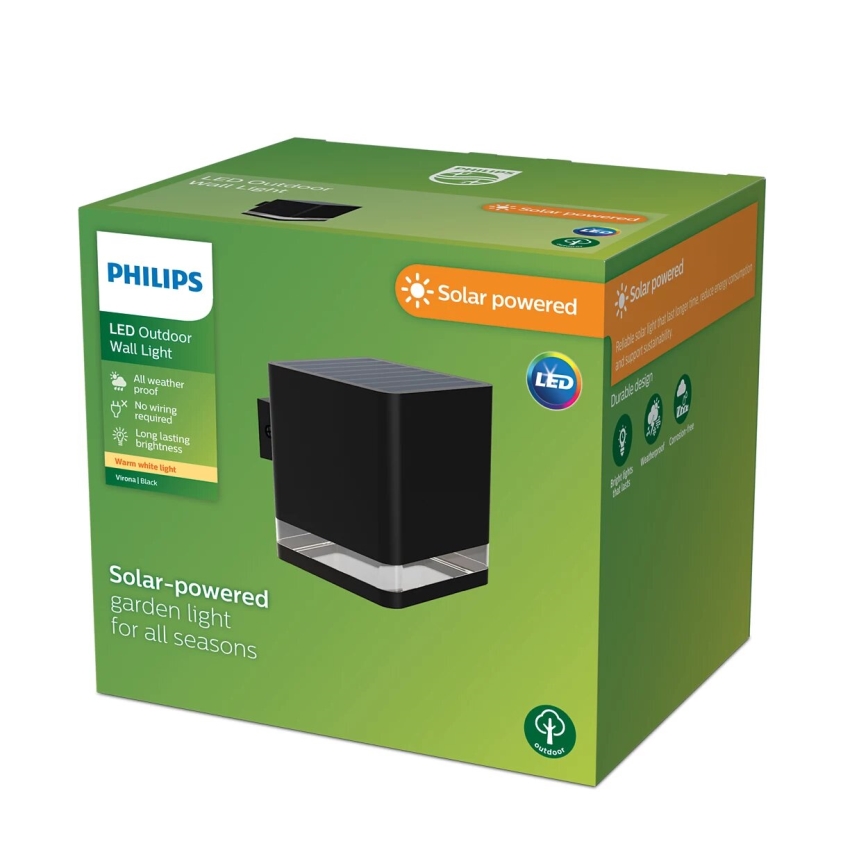 Philips - LED aurinkokäyttöinen seinävalaisin VIRONA LED/1,8W/3,7V 2600 mAh 2700K IP44
